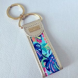 Lily Pulitzer Key Ring/ Chain, NWOT, Gold, Pink, and Teal